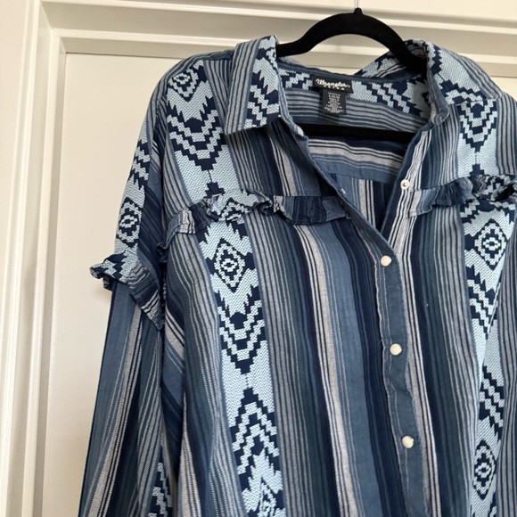 Wrangler Retro large Coastal Cowgirl Aztec Southwestern Cotton Snap button shirt - Picture 10 of 16